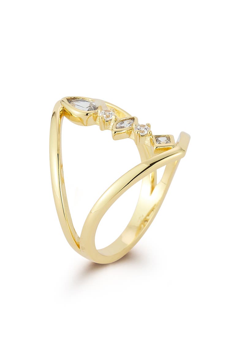 Cubic Zirconia Open Band Ring, Alternate, color, GOLD