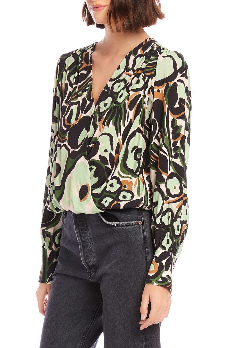 Ines Floral Drape Front Top, Alternate, color, PRINT