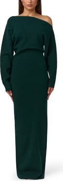 Naked Wardrobe One-Shoulder Long Sleeve Maxi Sweater Dress