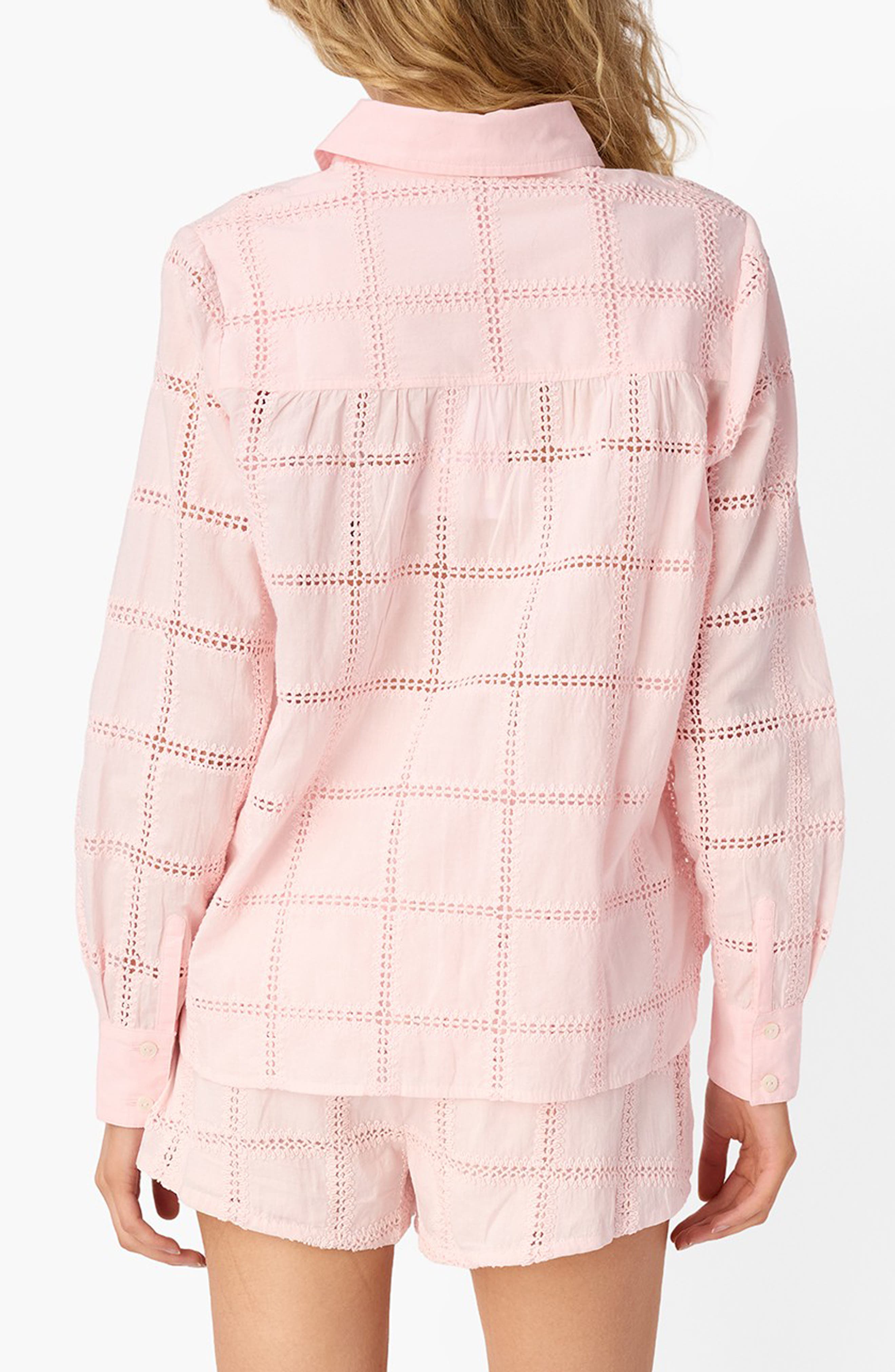 Tomei Embroidered Eyelet Button-Up Shirt - image 2