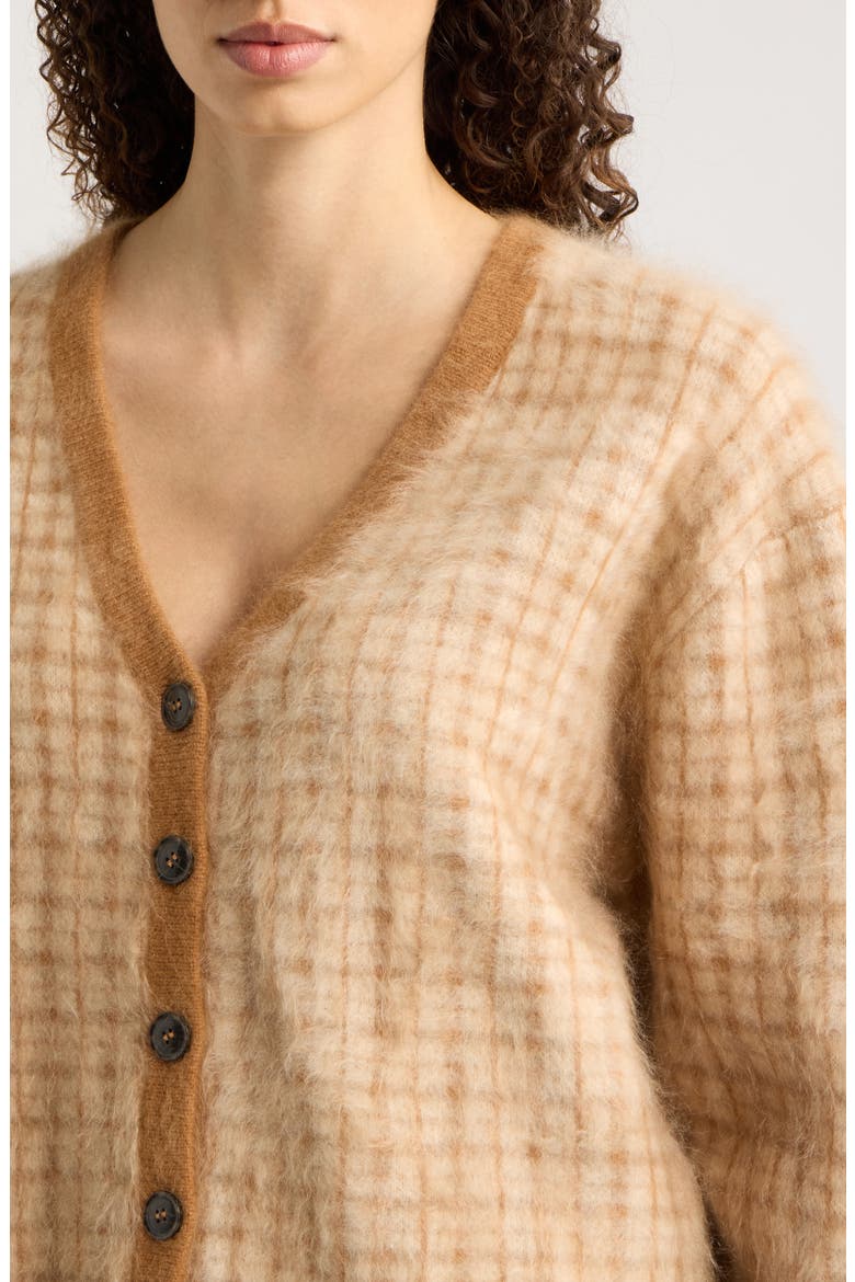 The Brushed Scholar Cardigan, Alternate, color, TAUPE MULTI PLAID