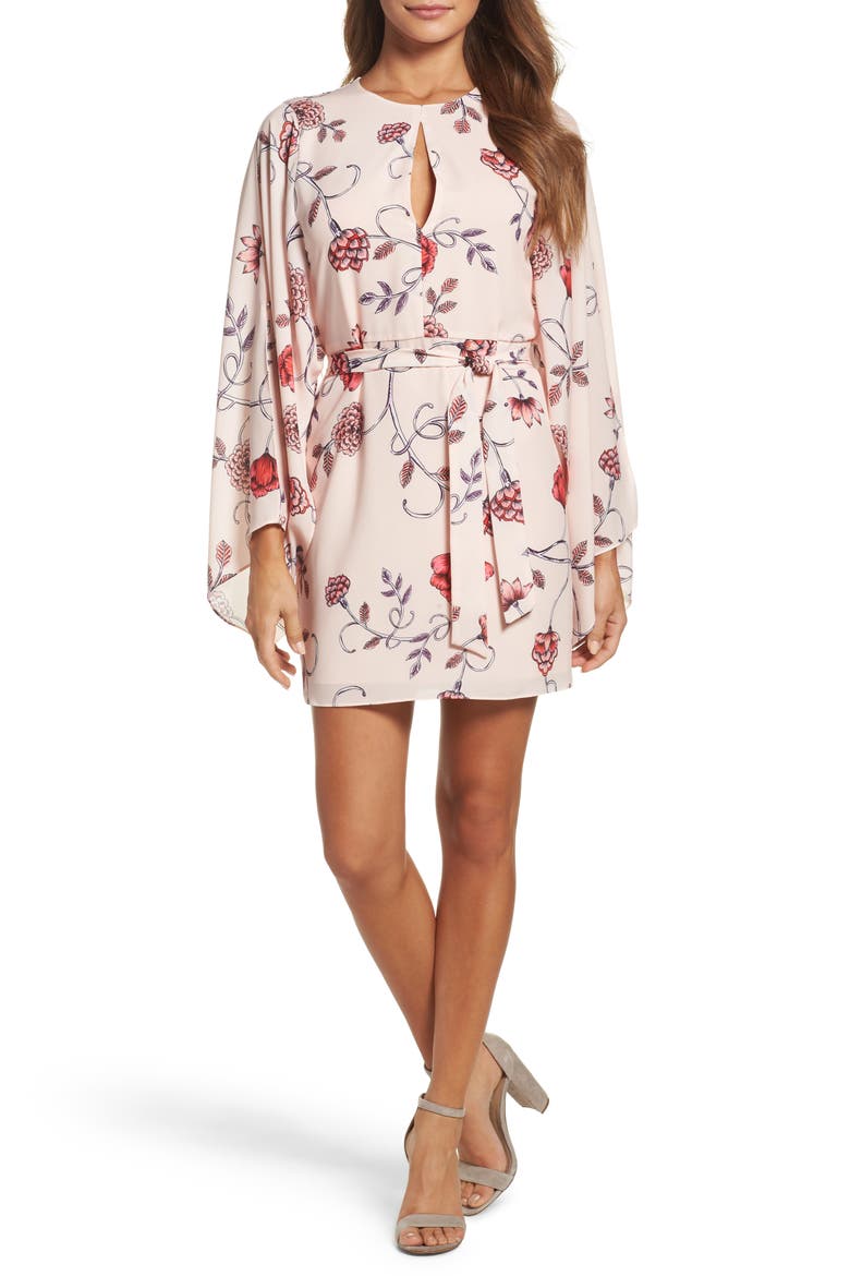 Sakura Bell Sleeve Dress, Main, color, PINK PRINT