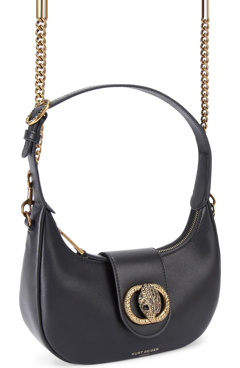 Kurt Geiger London Small Chelsea Leather Hobo Bag, Alternate, color, Black
