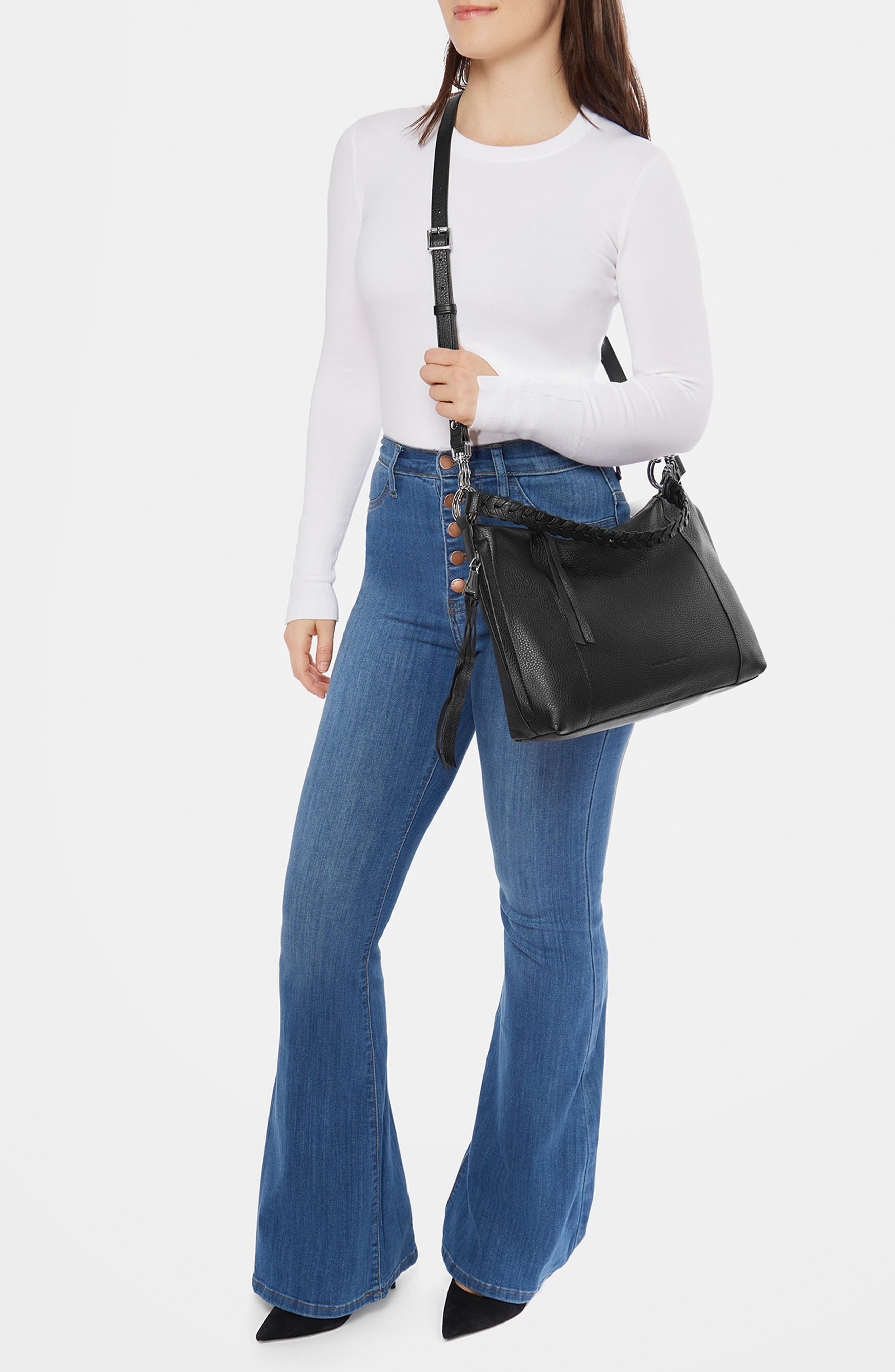 AIMEE Laila Convertible Leather Shoulder Bag, Alternate, color, 