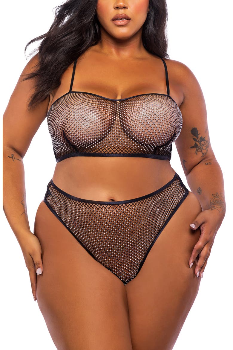 Think Pink Rhinestone Bralette, Main, color, BLACK