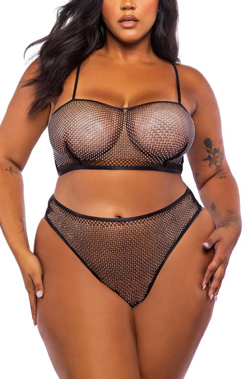 Roma Confidential Think Pink Rhinestone Bralette In Black