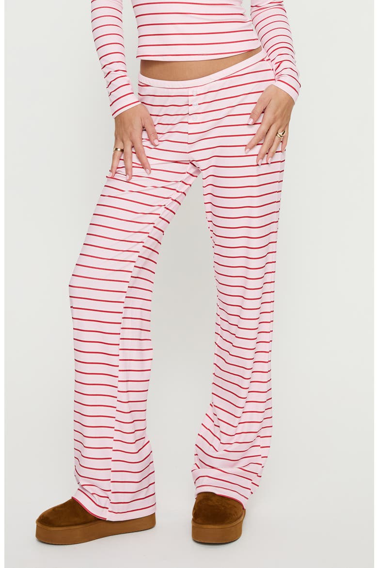 Slumber Party Rib Stripe Pajama Pants, Main, color, PINK/ RED STRIPE