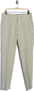 HUGO Hesten Flat Front Cotton & Linen Pants