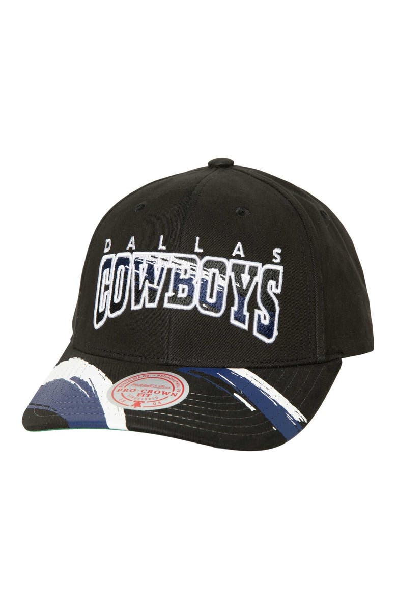 Mitchell & Ness Men's Mitchell & Ness  Black Dallas Cowboys Brushed Past Ya Pro Snapback Hat, Main, color, 