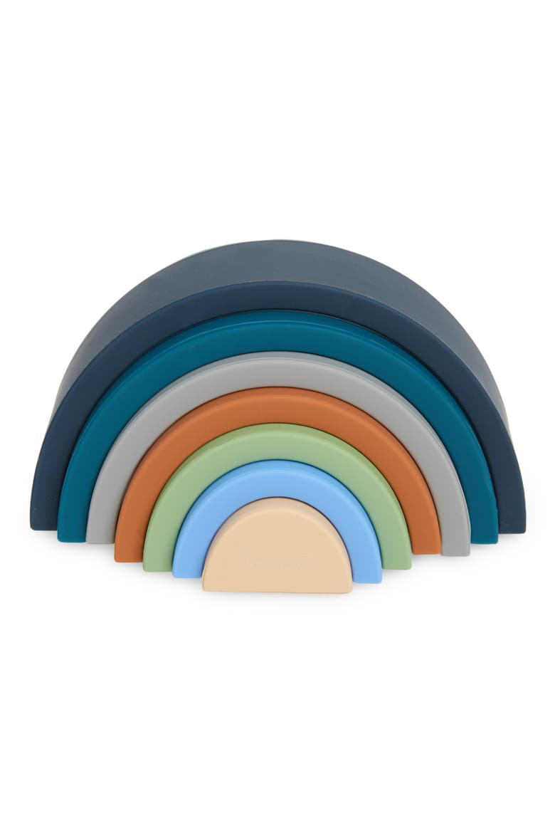Rainbow Silicone Stacker Toy, Main, color, OATMEAL