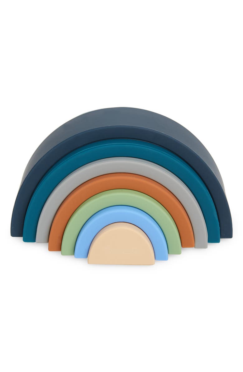 Three Hearts Rainbow Silicone Stacker Toy, Main, color,