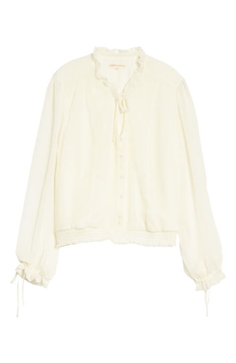 Standard & Practices Tie Neck Chiffon Top