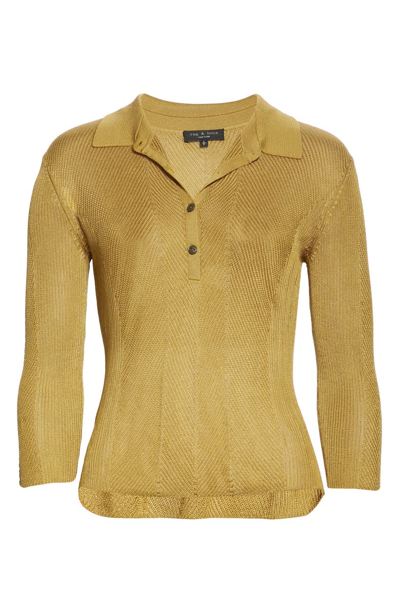 rag & bone Three Quarter Sleeve Polo, Alternate, color, Seedgrn