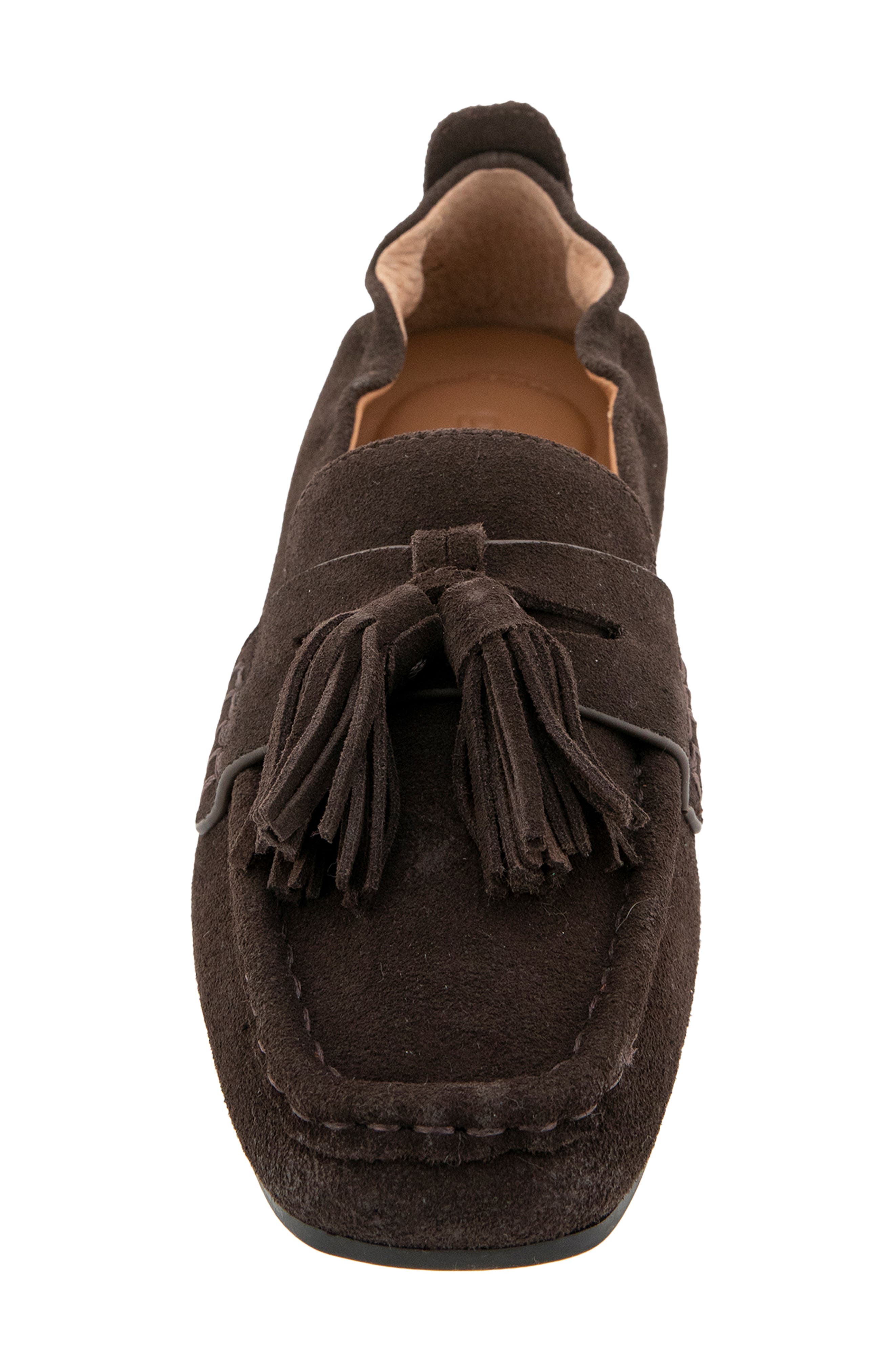 Sophie Kiltie Driving Loafer, Alternate, color, CHOCOLATE SUEDE