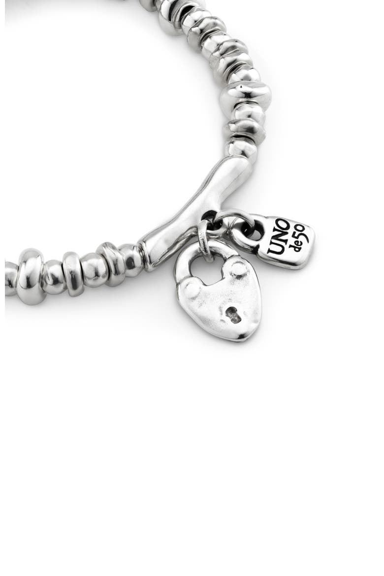 Sterling Silver-Plated Beaded Bracelet with Charms, Alternate, color, Silver