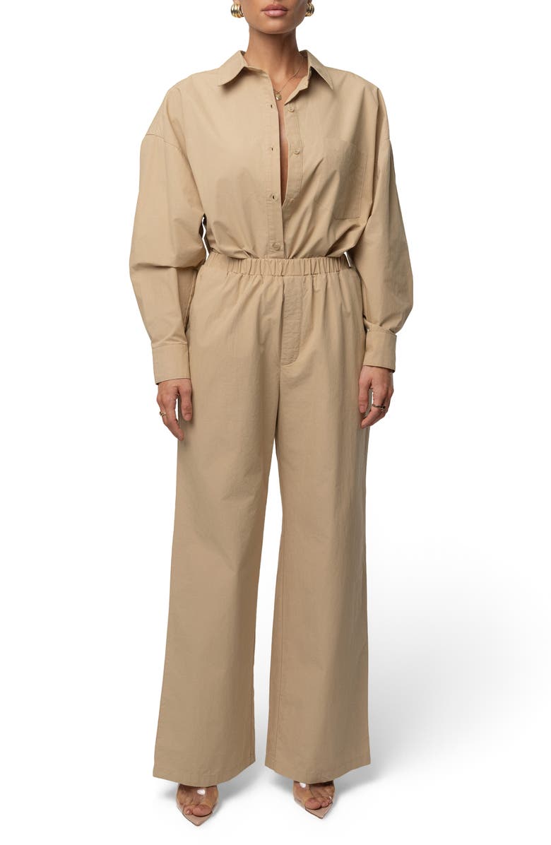 JLUXLABEL Leon Pleated Wide Leg Pants, Alternate, color, Beige