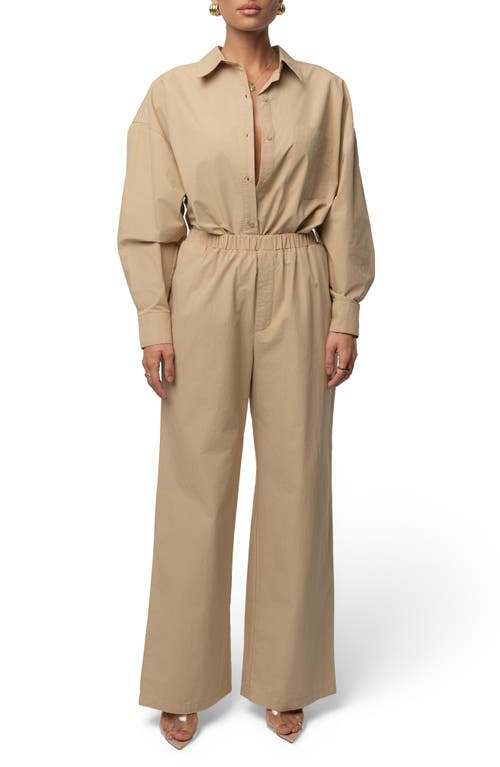 Jluxlabel Leon Pleated Wide Leg Pants In Brown