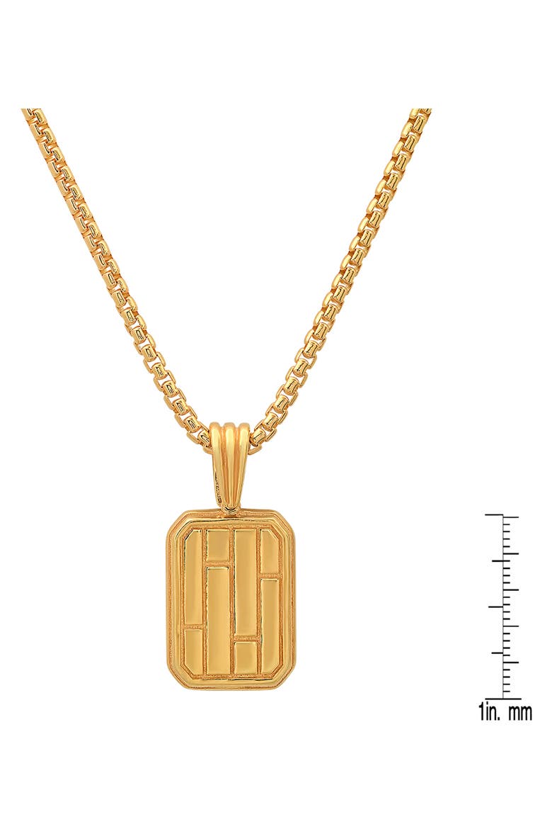 Men's 14K Gold Plated Sterling Silver Dog Tag Pendant Necklace, Alternate, color, GOLD