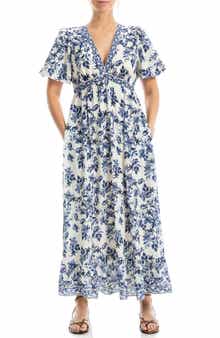 Flutter Sleeve Empire Waist Maxi Dress