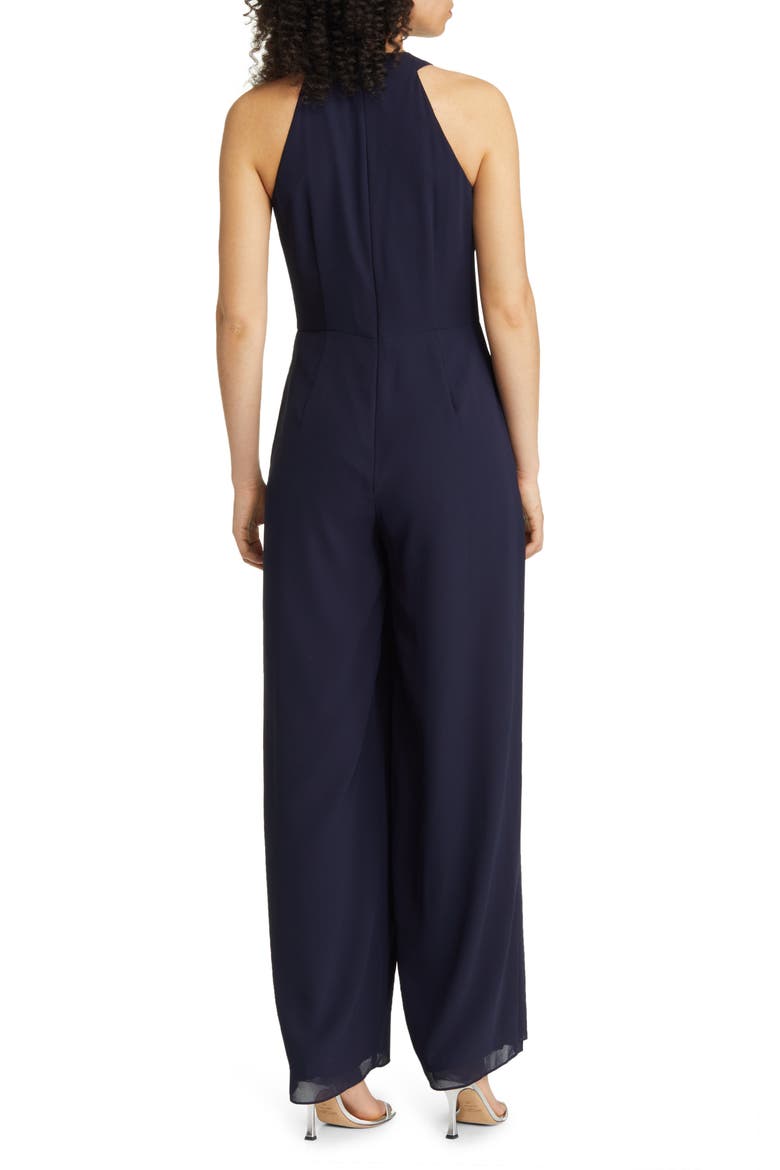 Halter Neck Chiffon Jumpsuit, Alternate, color, NAVY