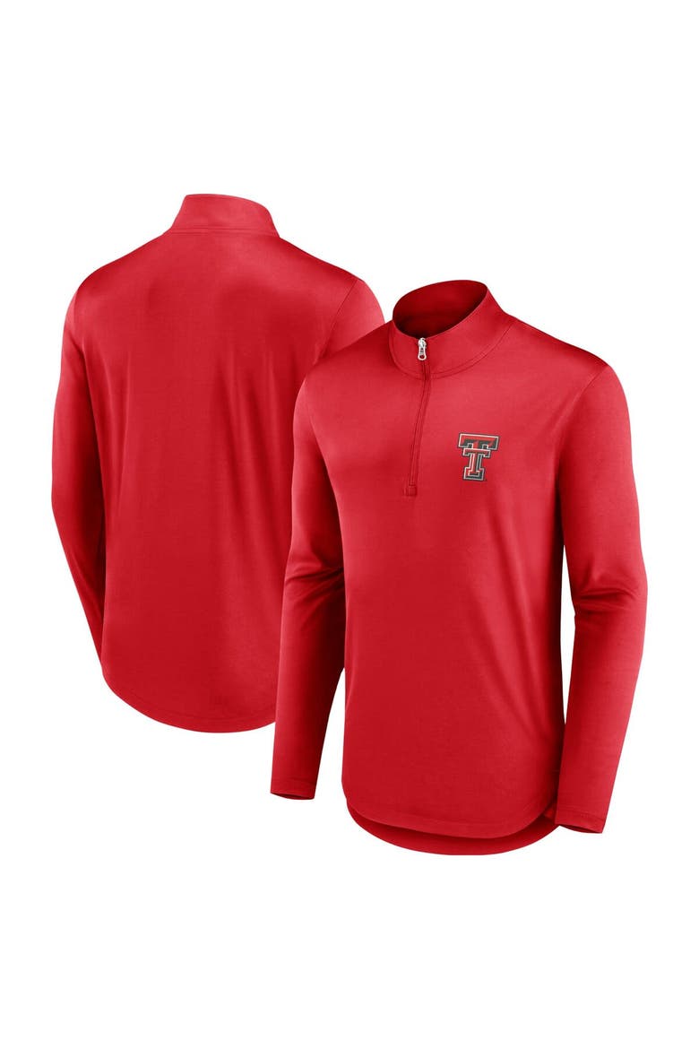 Men's Fanatics Branded Red Texas Tech Red Raiders Quarterback Mock Neck Quarter-Zip Top, Alternate, color, Red