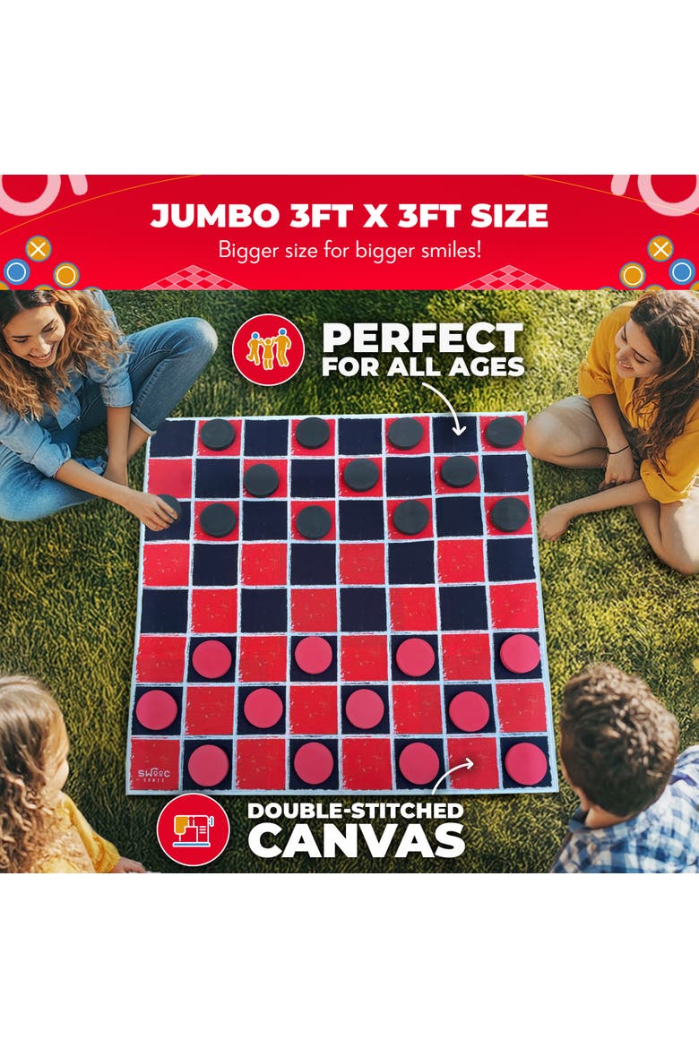 Giant Vintage Checkers & Tic Tac Toe Game, Alternate, color, Red, Black