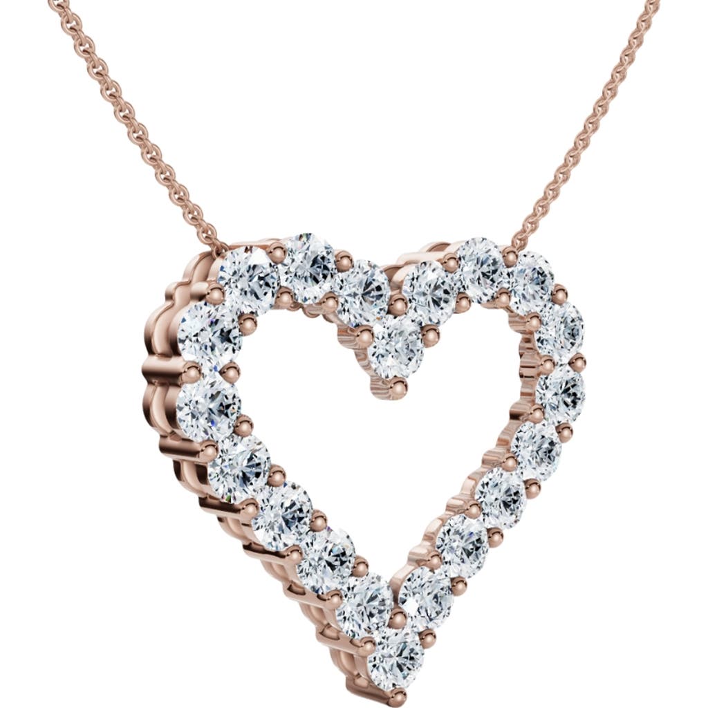 Bliss Diamond 1ct Diamond Heart Pendant 14k Gold Lab Grown 3/4" Tall Necklace In 14k Rose Gold