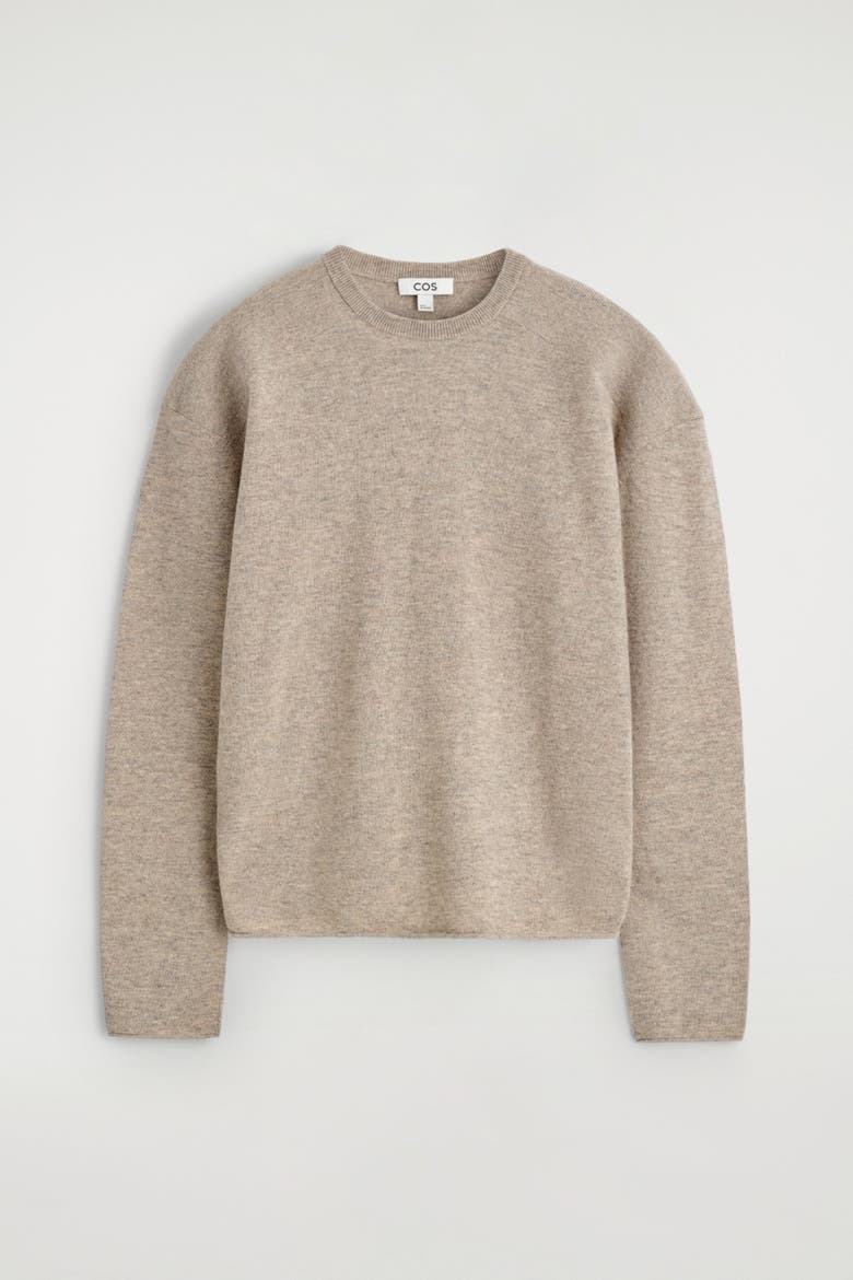 Merino Wool Crew-neck Sweater, Alternate, color, BEIGE MÉLANGE