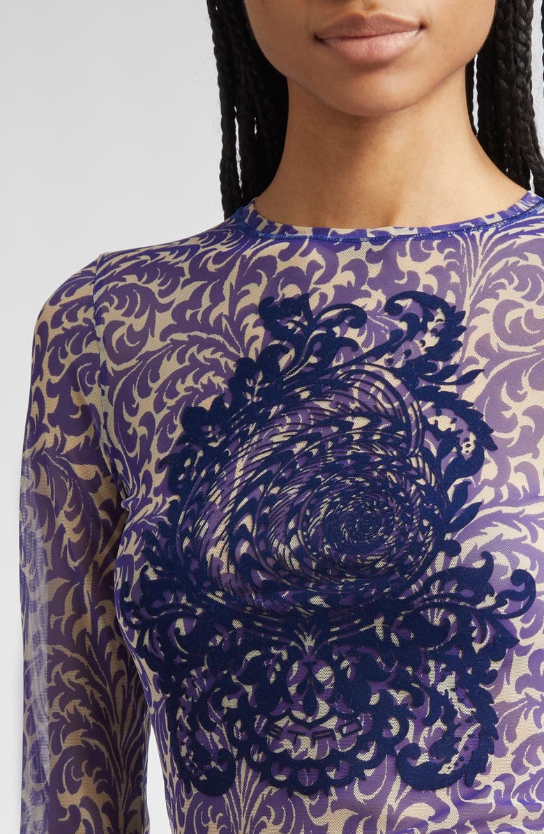 Etro Flocked Shell Paisley Top, Alternate, color,