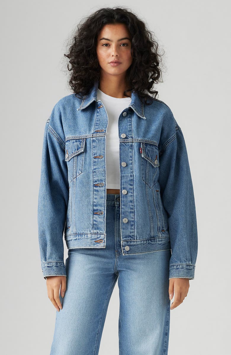 Levi's<sup>®</sup> '90s Stitch Detail Denim Trucker Jacket, Alternate, color, Switch Stitch Trucker