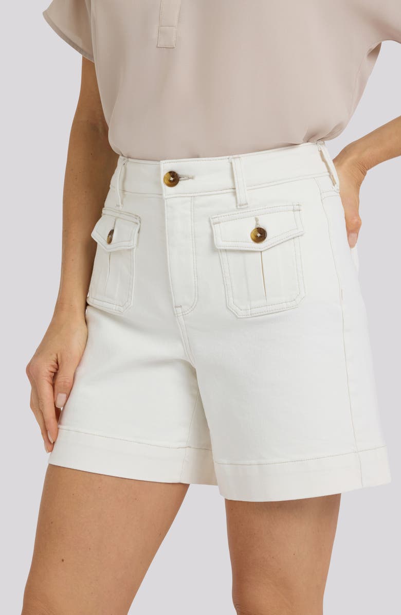 NYDJ Berkyn Patch Pocket High Waist Denim Shorts, Alternate, color, Vintage White