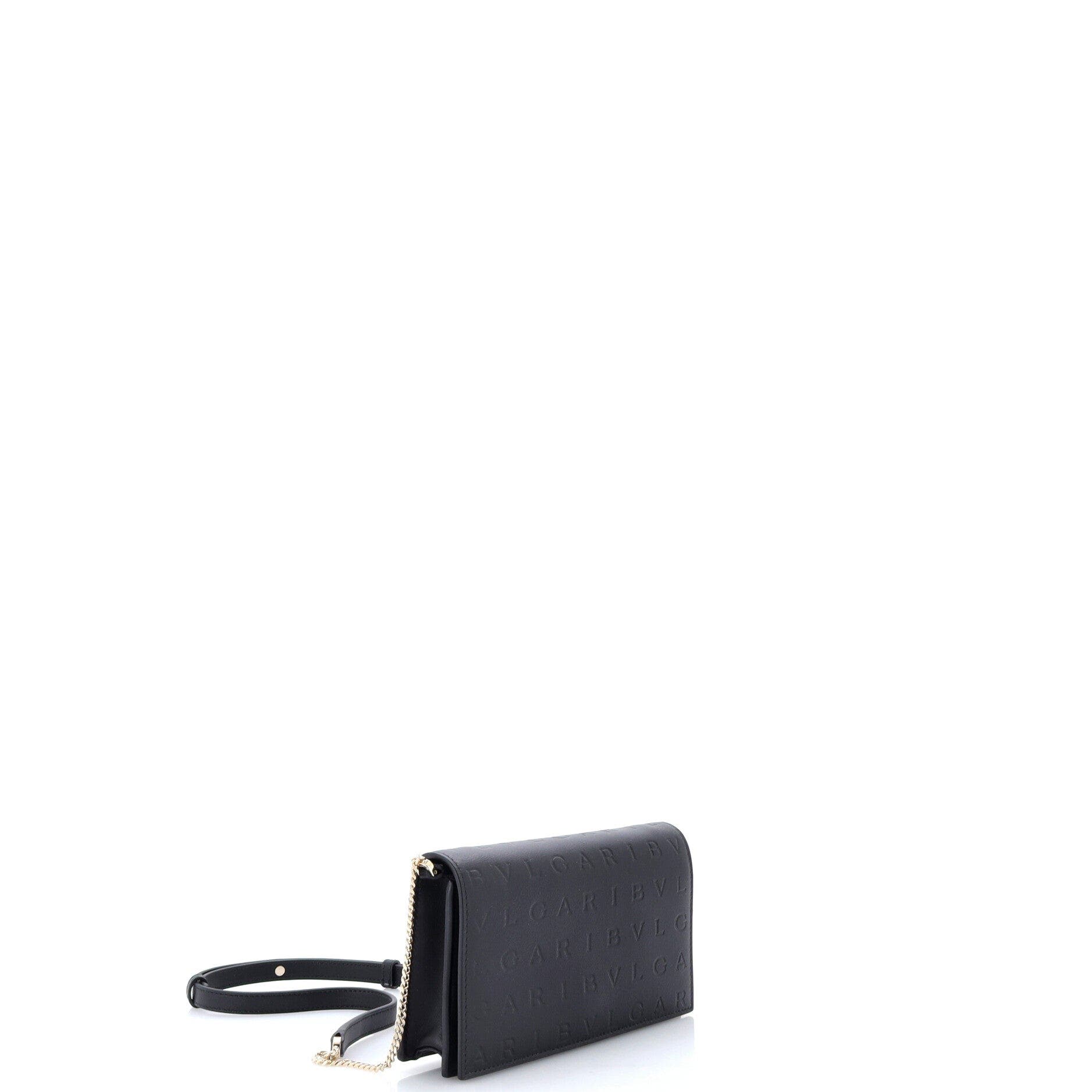 Logo Infinitum Chain Wallet Embossed Leather, Alternate, color, Black