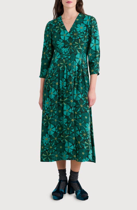 Etta Floral Pleated Midi Dress (Petite)