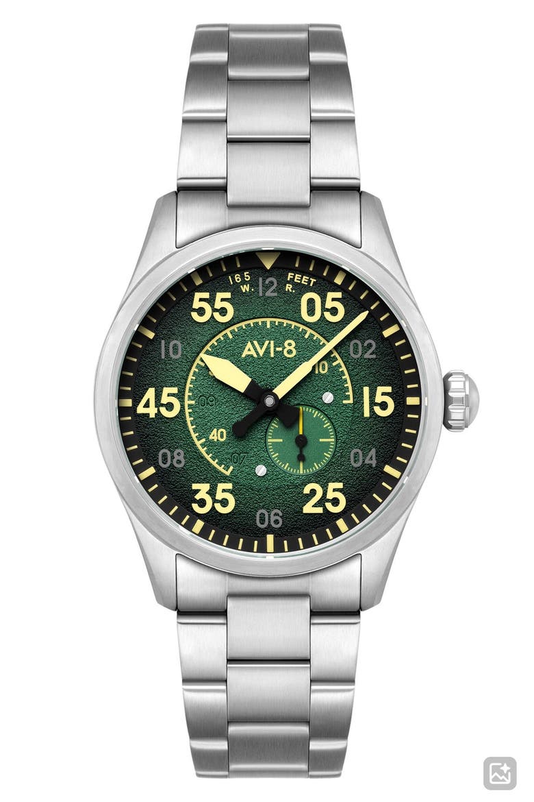 Spitfire Type 300 Automatic Bracelet Watch, 42mm, Main, color, GREEN