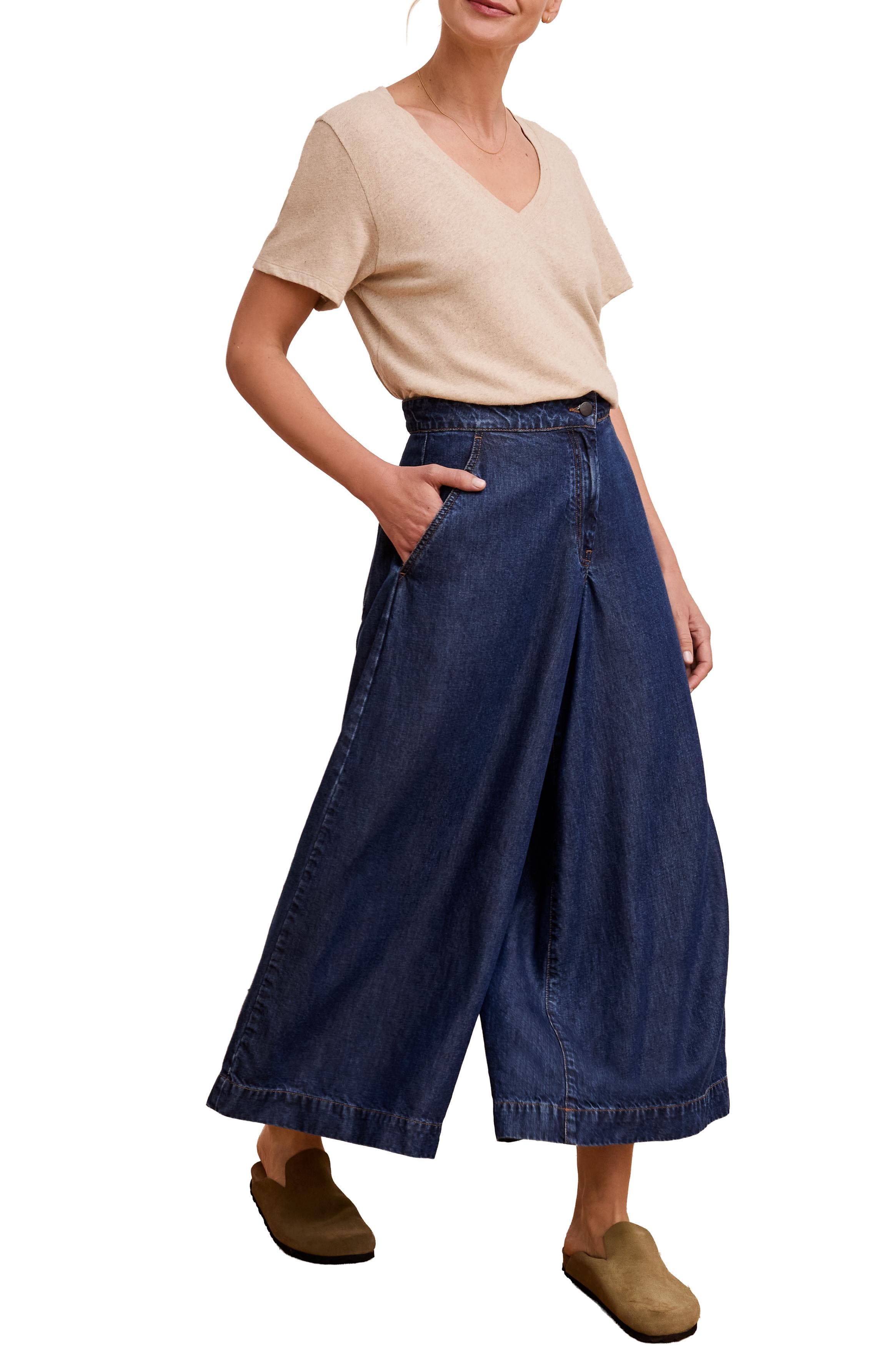 Drape Denim Culotte Pants (Women) | Nordstrom