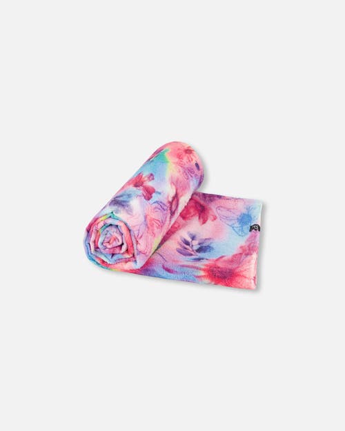 Deux Par Deux Girl's Printed Beach Towel Butterflies On Multicolored Background In Butterflies On Multicolored