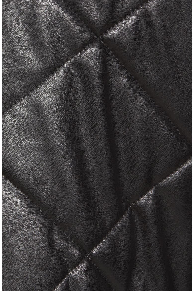 Quilted Faux Leather Jacket, Alternate, color, BLACK