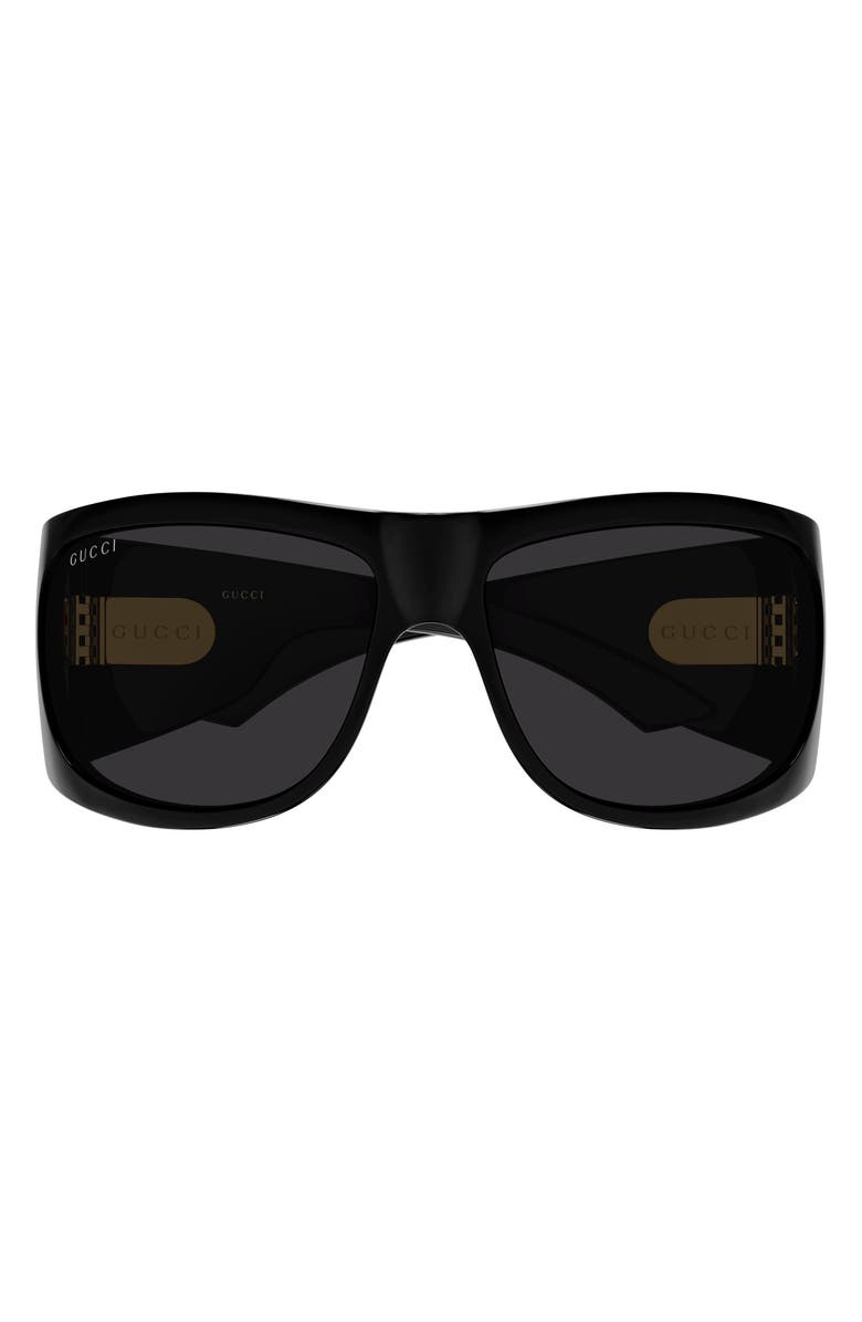 Gucci 66mm Oversize Geometric Sunglasses, Main, color, Black