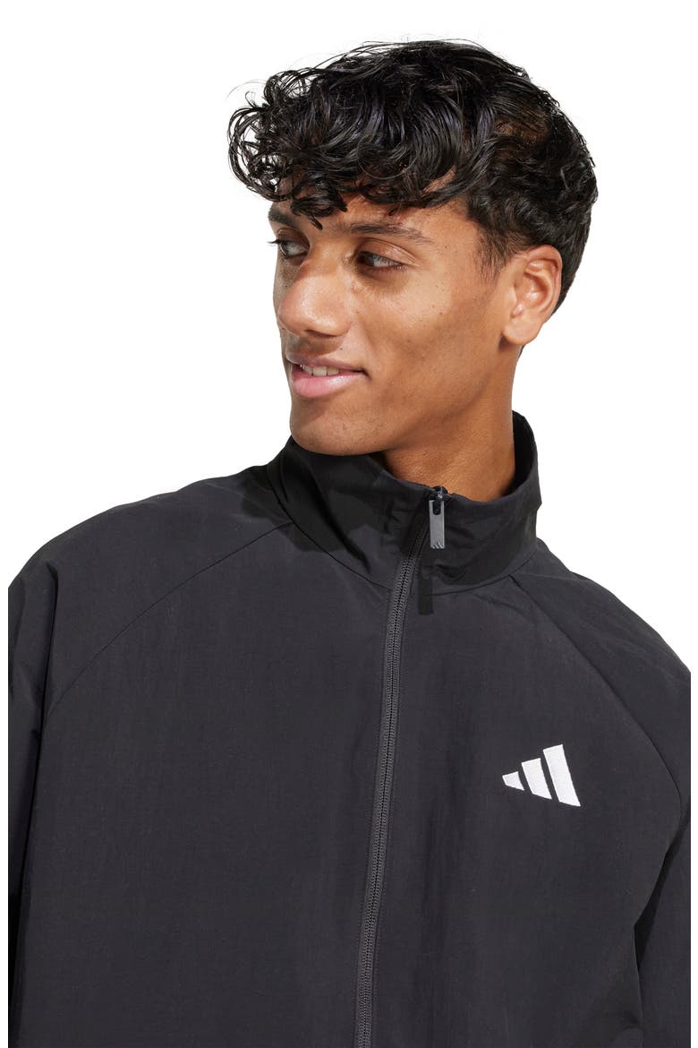 Essential Logo Windbreaker, Alternate, color, BLACK/ WHITE