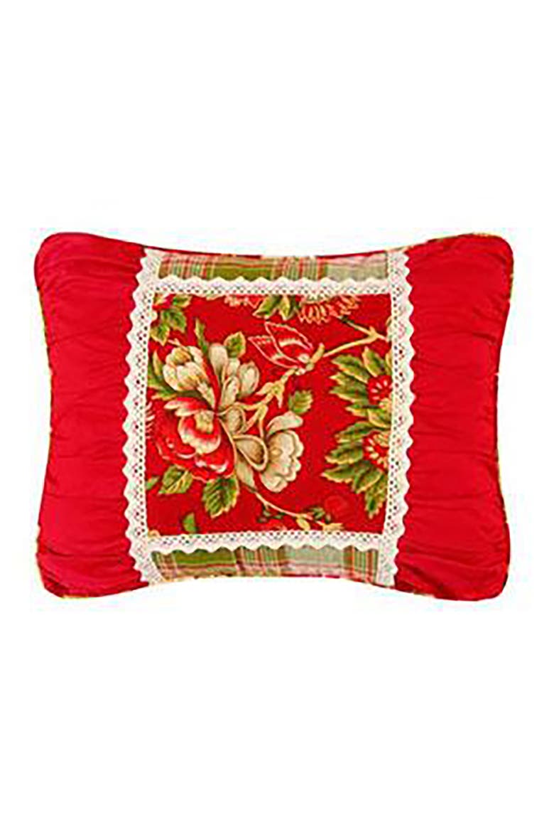 Floral Center Quilted Accent Pillow, Main, color, Red