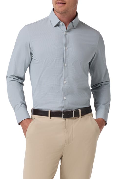 Halyard Trim Fit Plaid Short Sleeve Performance Button-Up Shirt