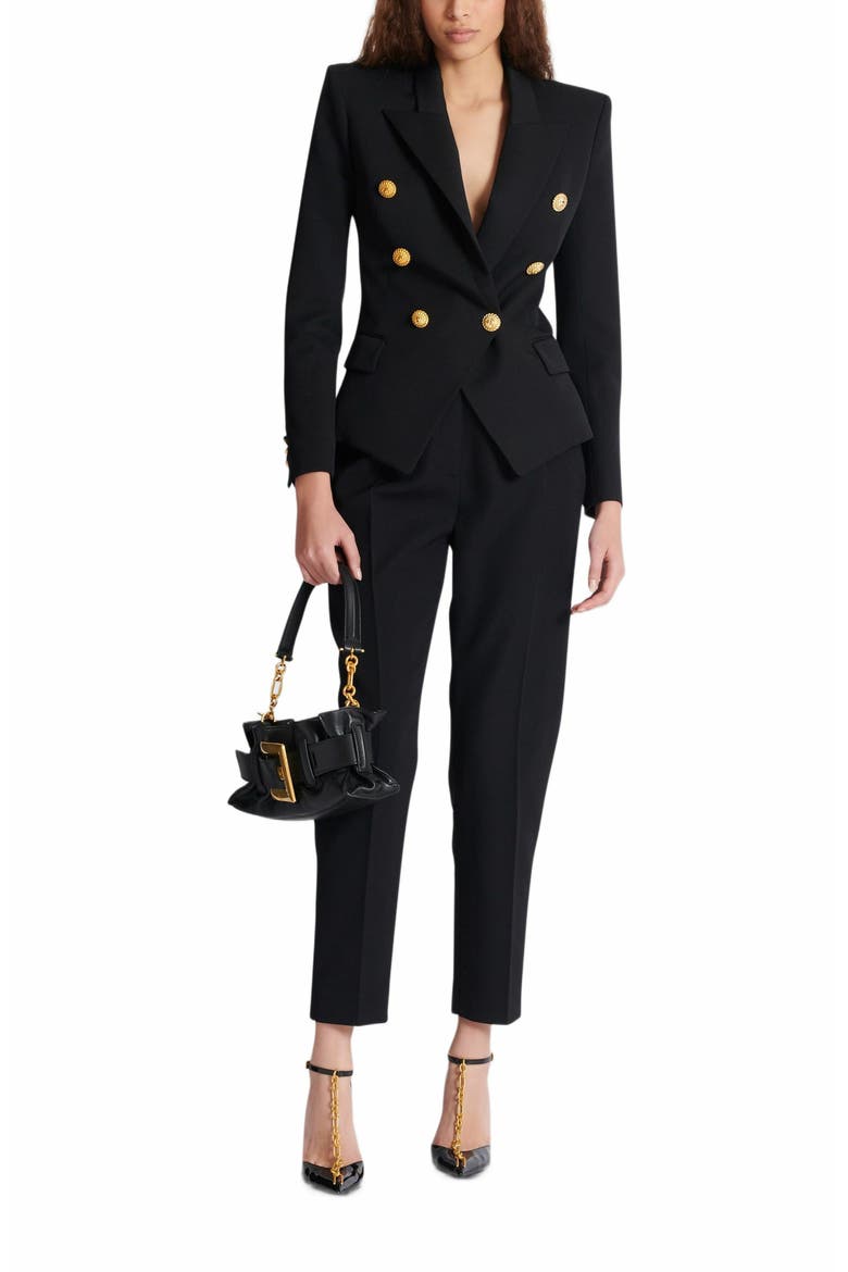 Grain De Poudre 6-Button Fitted Jacket, Alternate, color, Black