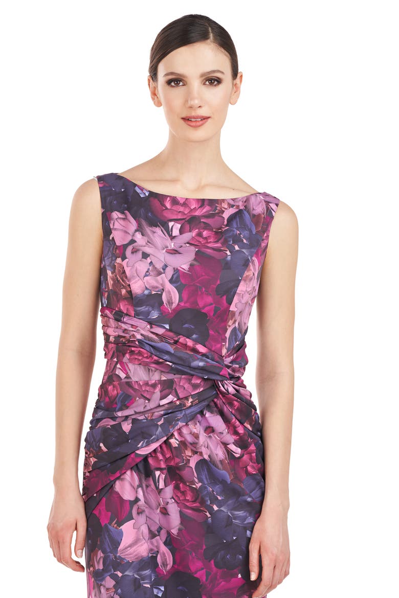 Sabina Twist Front Midi Cocktail Dress, Alternate, color, BOYSENBERRY MULTI