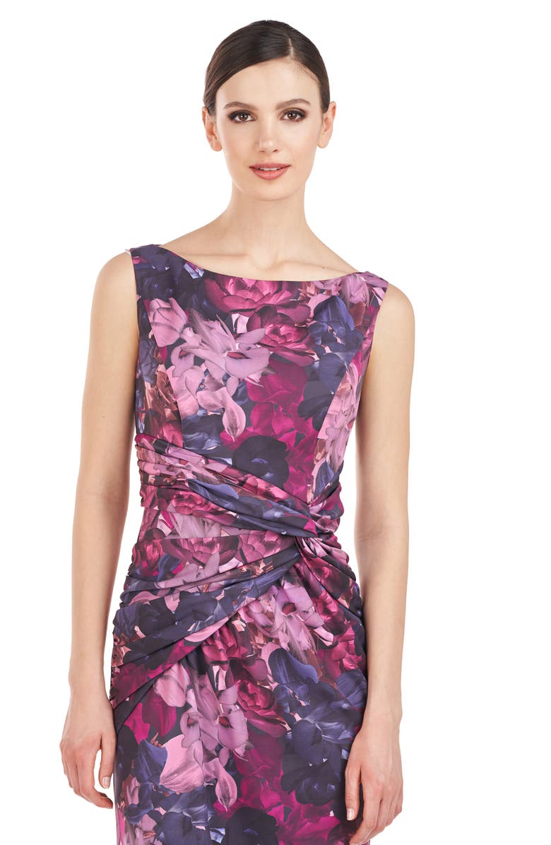 Kay Unger Sabina Twist Front Midi Cocktail Dress, Alternate, color,