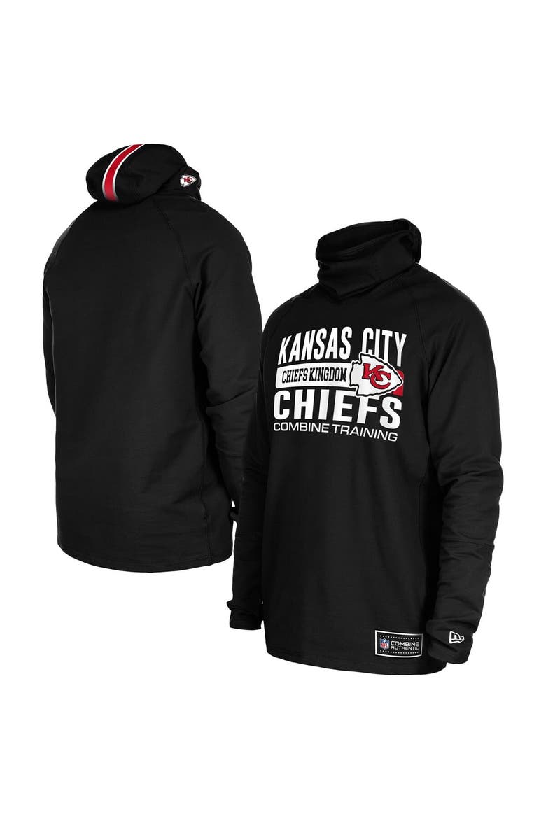 Men's New Era Black Kansas City Chiefs Functional Fandom Balaclava Helmet Stripe Tri-Blend Hoodie, Main, color, Black