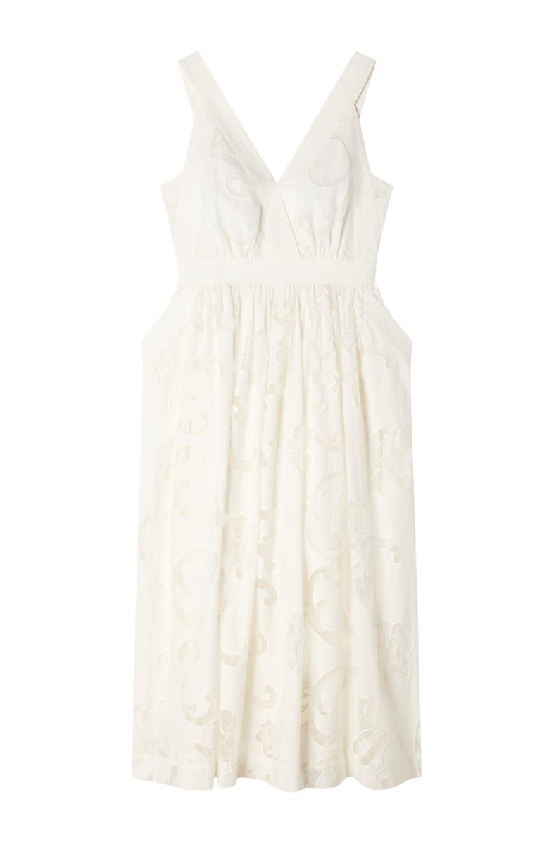 SANDRO Openwork floral cotton maxi dress, Alternate, color, Ecru