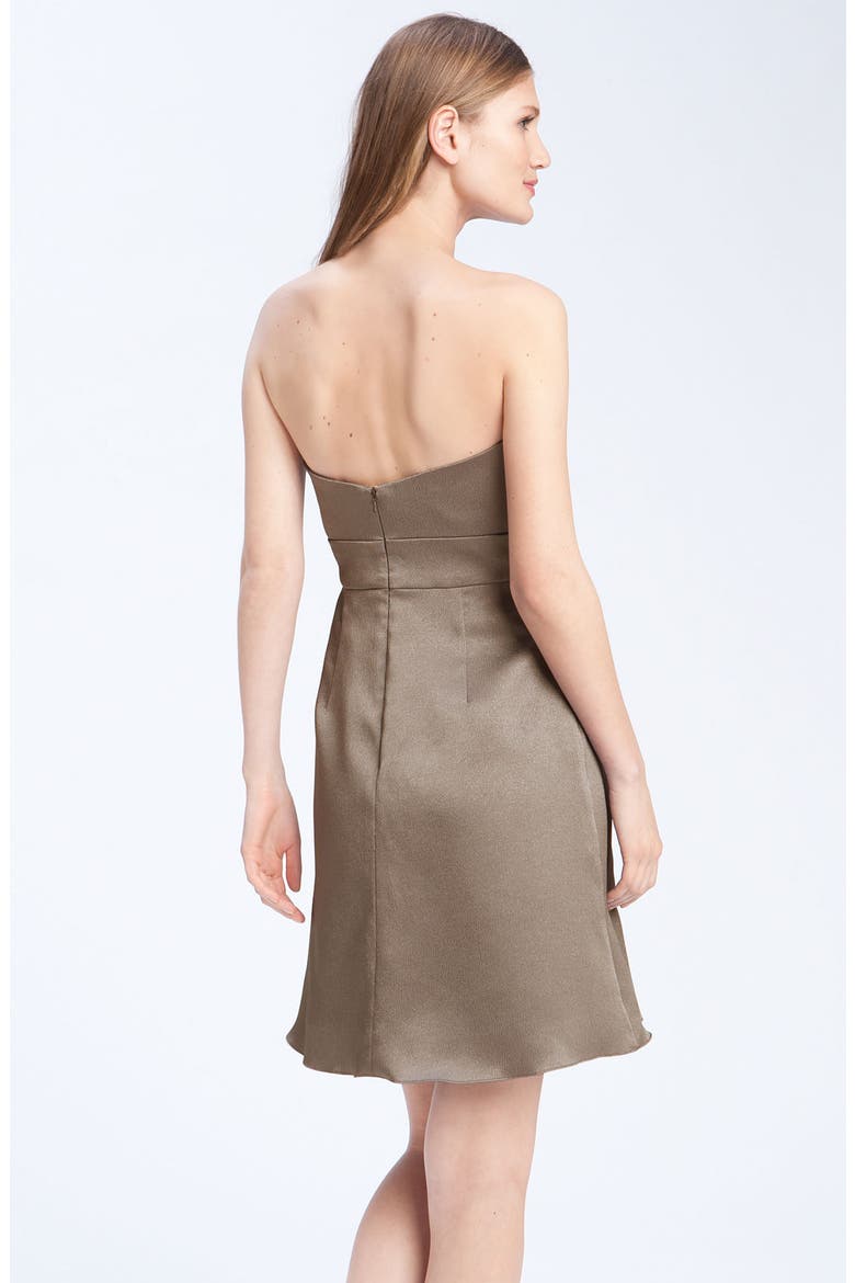 Hammered Satin Strapless Dress, Alternate, color, BARLEY