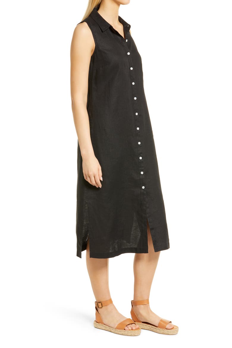 Two Palms Linen Shirtdress, Alternate, color, BLACK