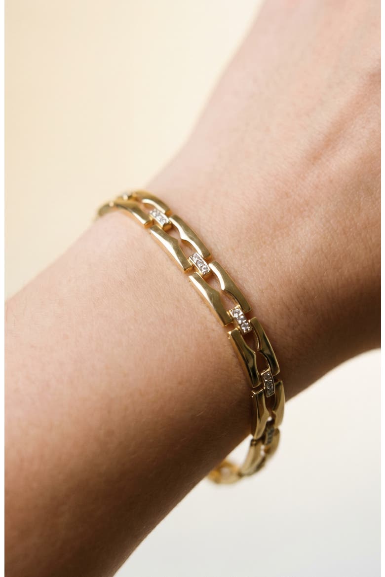 Puzzle Link Chain Bracelet, Alternate, color, GOLD