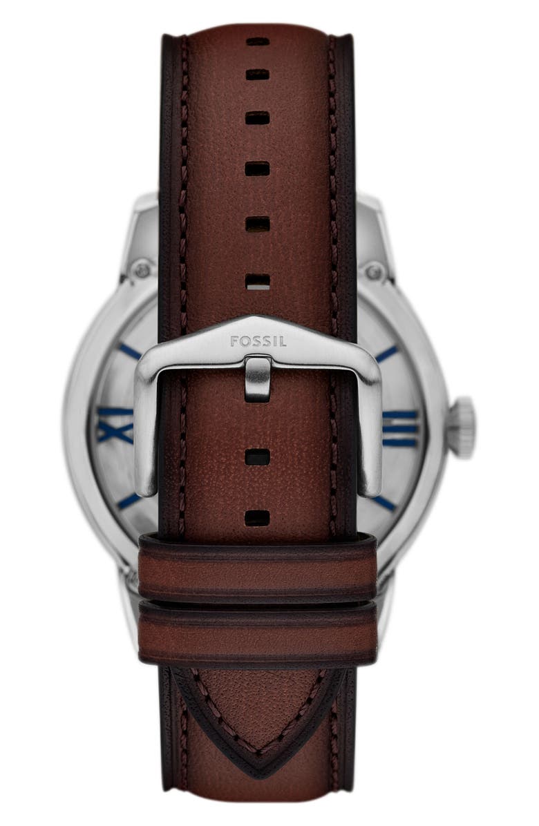 Fossil Townsman Automatic Leather Strap Watch, 44mm, Alternate, color, Brown